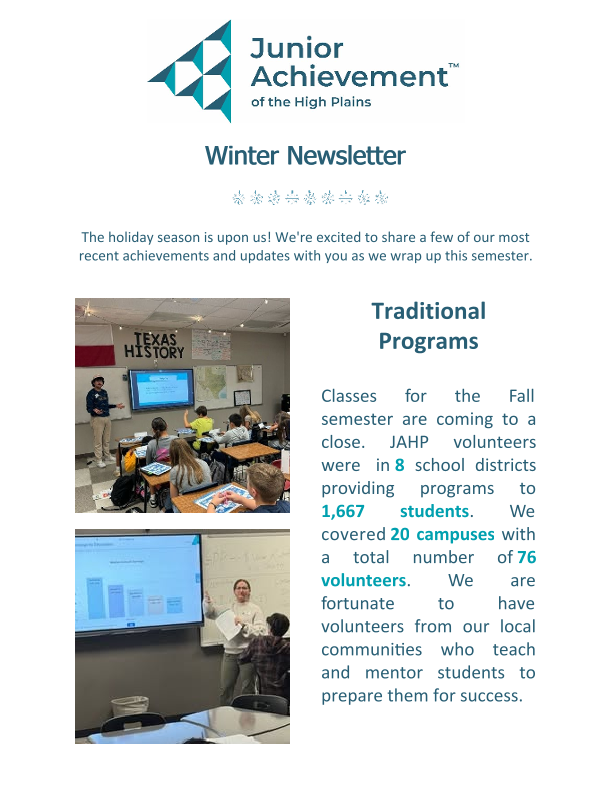 JAHP Winter Newsletter
